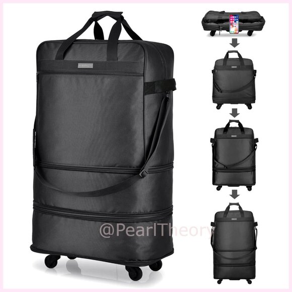 Expandable Foldable Luggage Bag with Wheels Lightweight Travel Duffel
